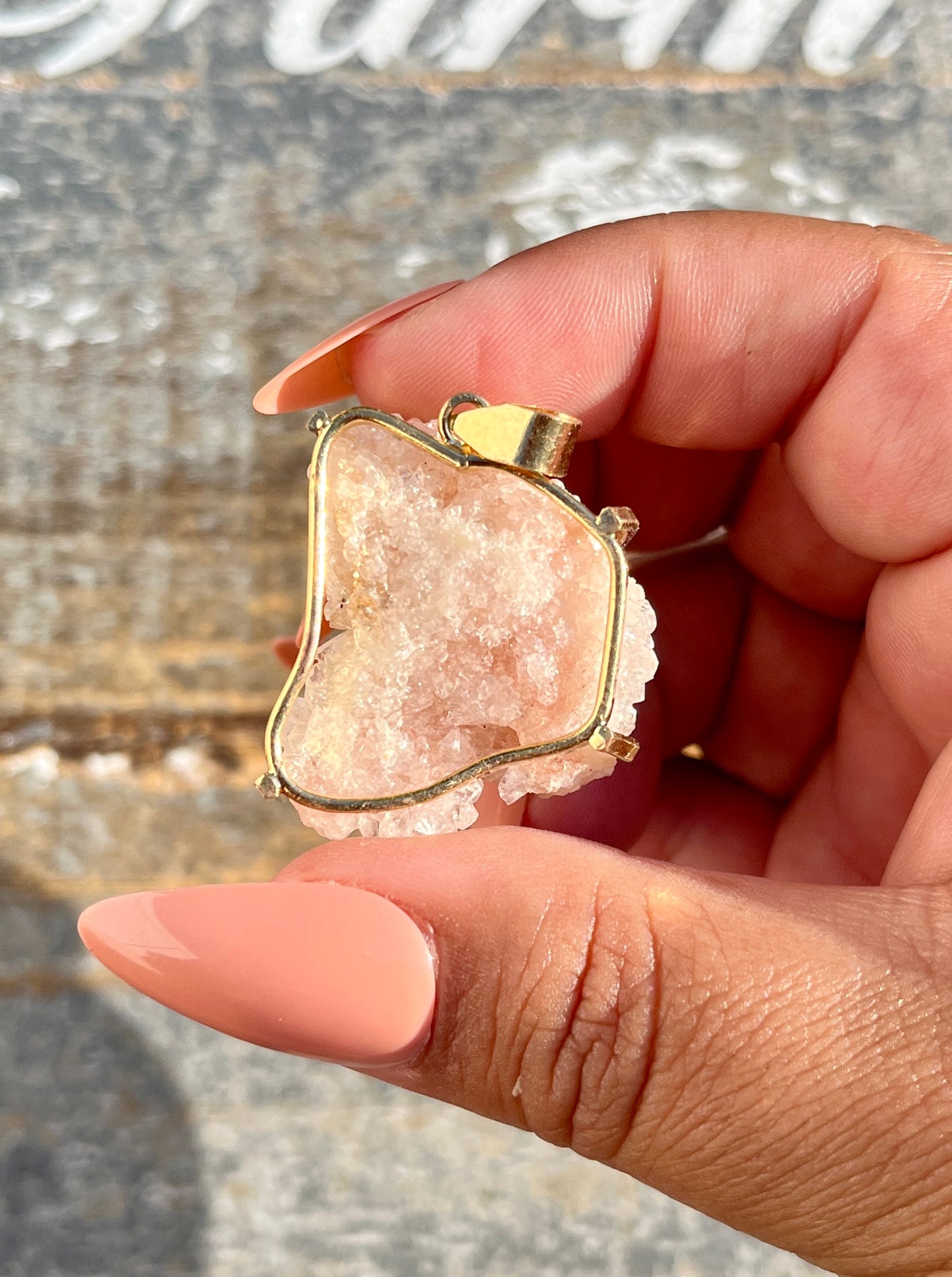 Gorgeous Druzy Pink Amethyst Pendant from Brazil