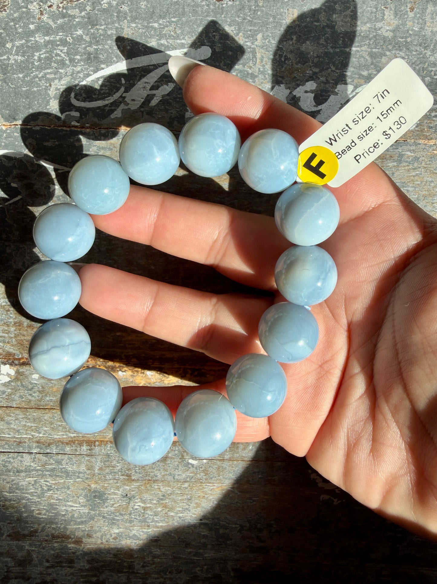 Blue Opal Bracelet | Opt F | Wrist Size: 7" | Bead Size: 15mm