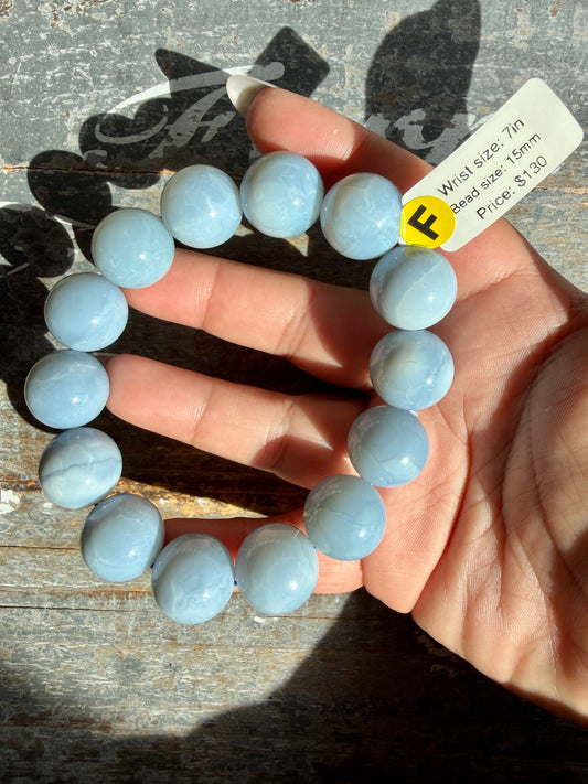 Blue Opal Bracelet | Opt F | Wrist Size: 7" | Bead Size: 15mm