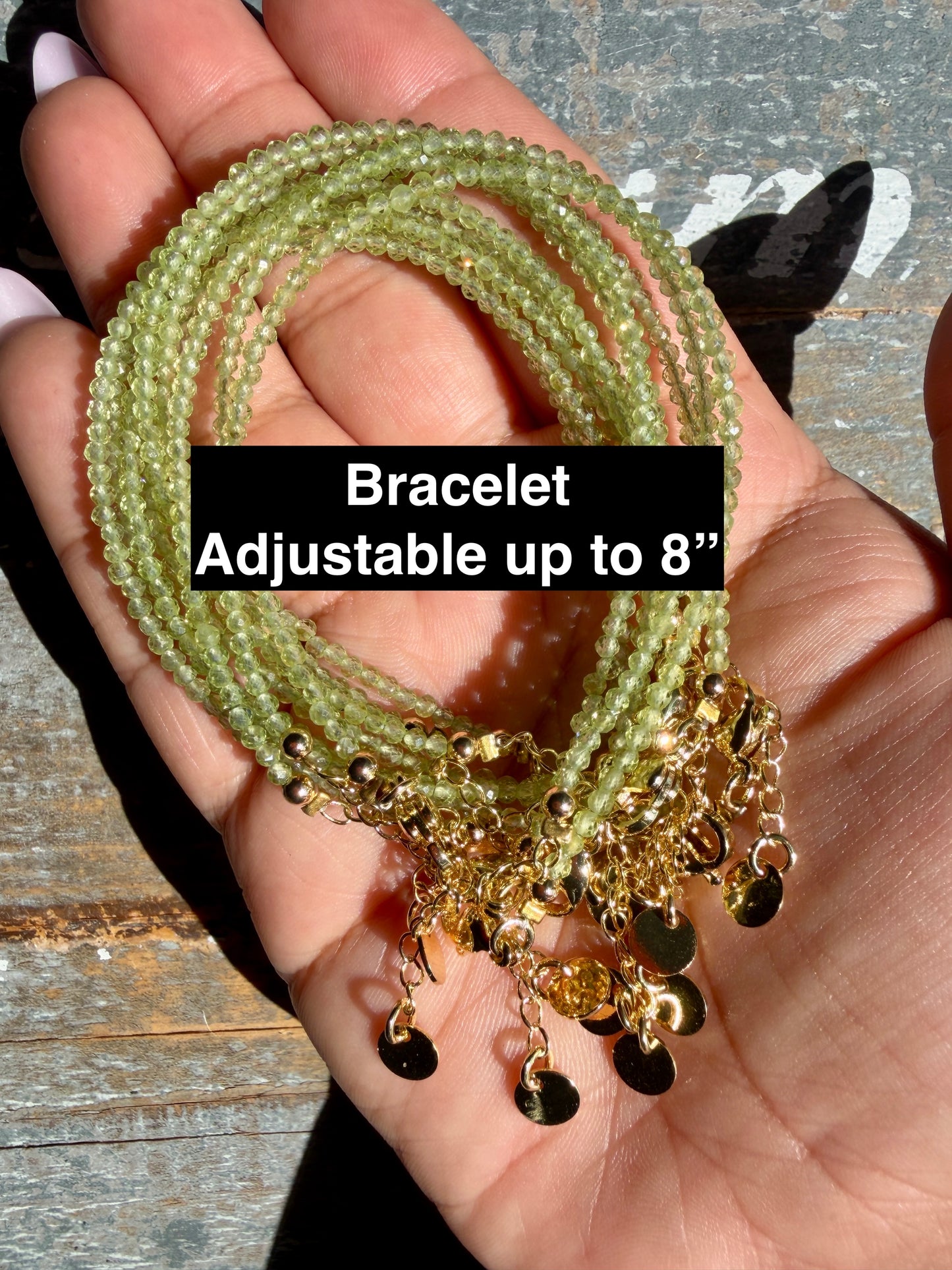 Micro Faceted Peridot Beaded BRACELET | 1-2 mm | Adjustable up to 8"