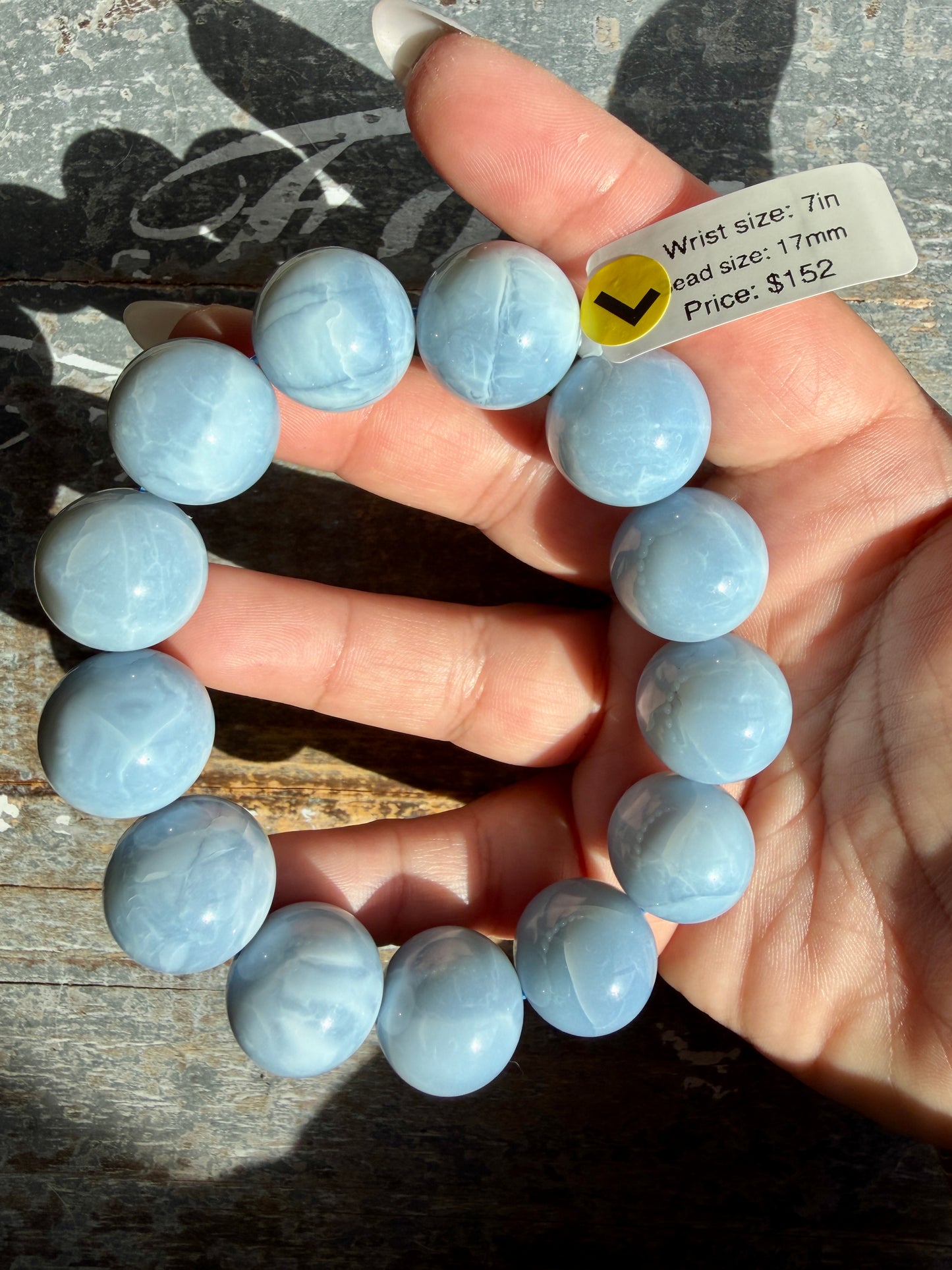 Blue Opal Bracelet | Opt L | Wrist Size: 7" | Bead Size: 17mm