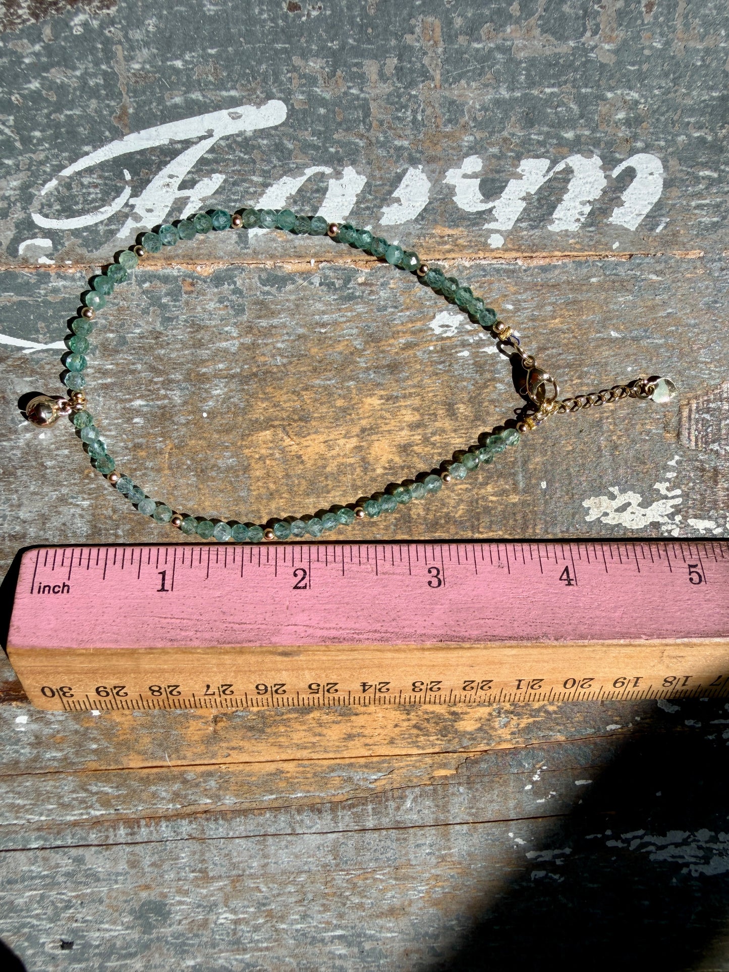 Micro Faceted Blue/Green Apatite Beaded ANKLET | 2-3 mm | Adjustable up to 10"