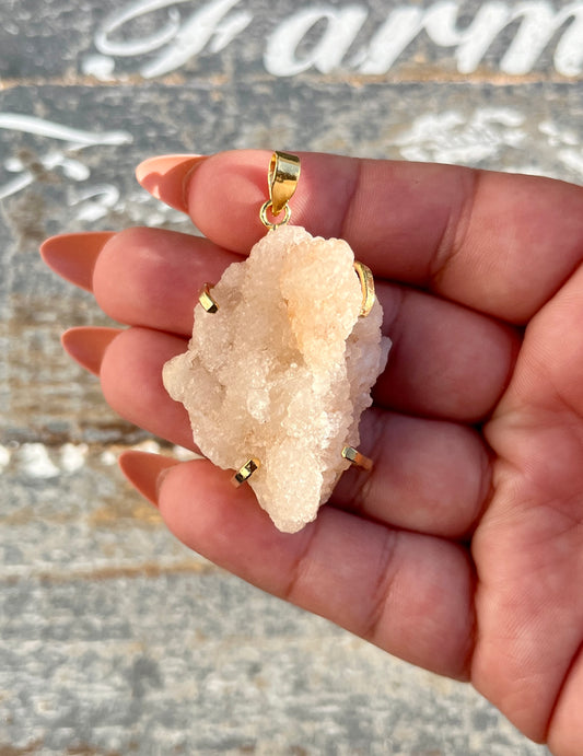 Gorgeous Druzy Pink Amethyst Pendant from Brazil