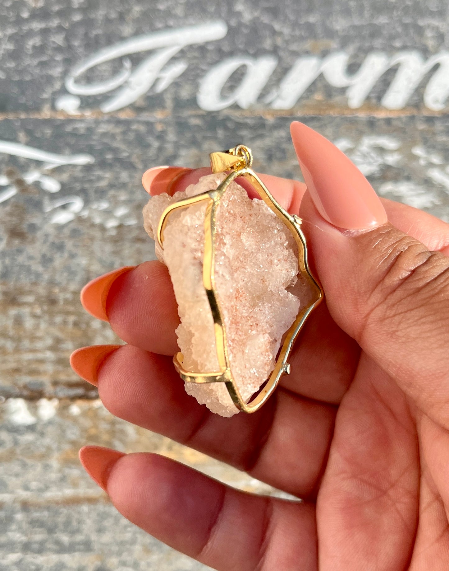 Gorgeous Druzy Pink Amethyst Pendant from Brazil