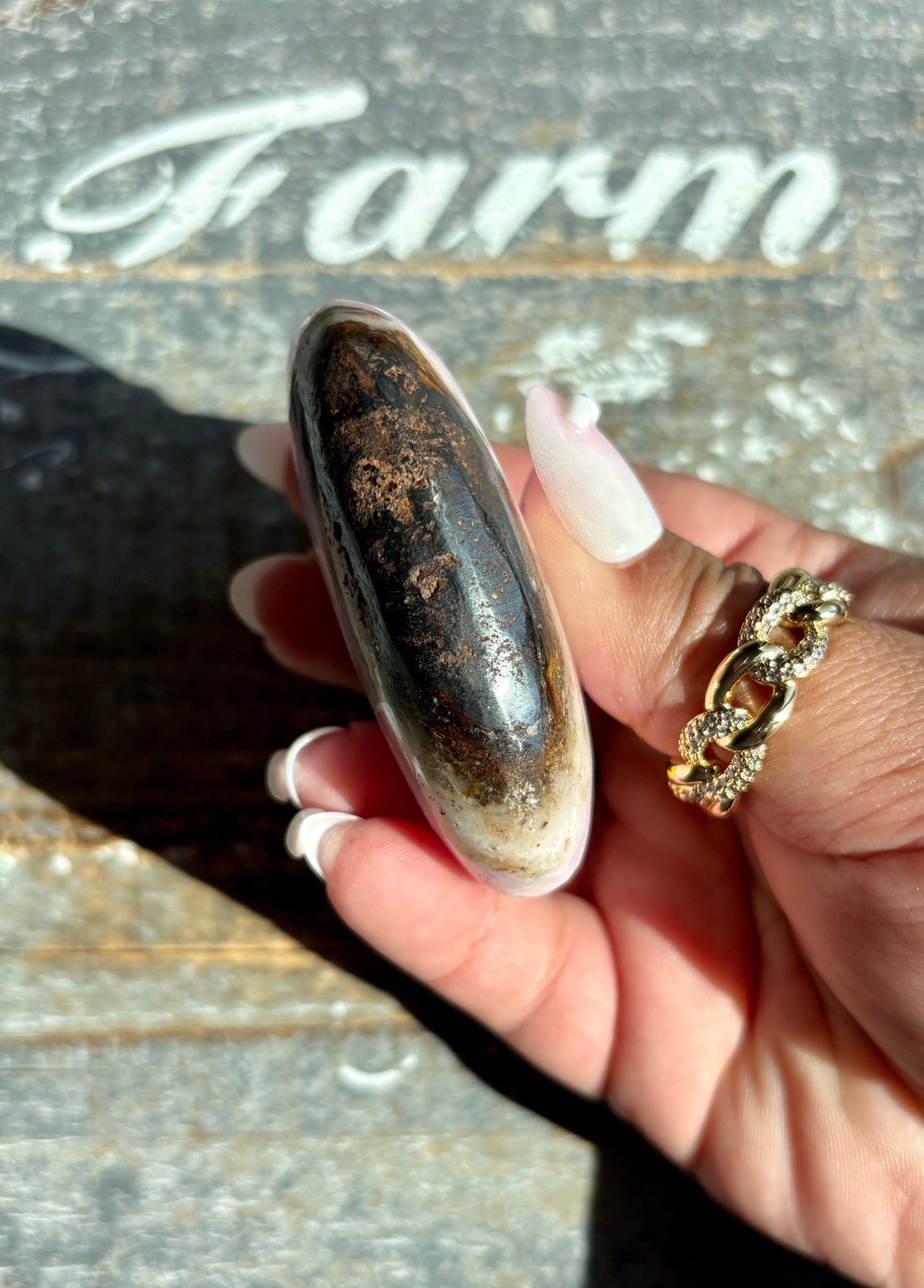 Gorgeous Pink Aragonite Palm Stone from Pakistan | Opt I