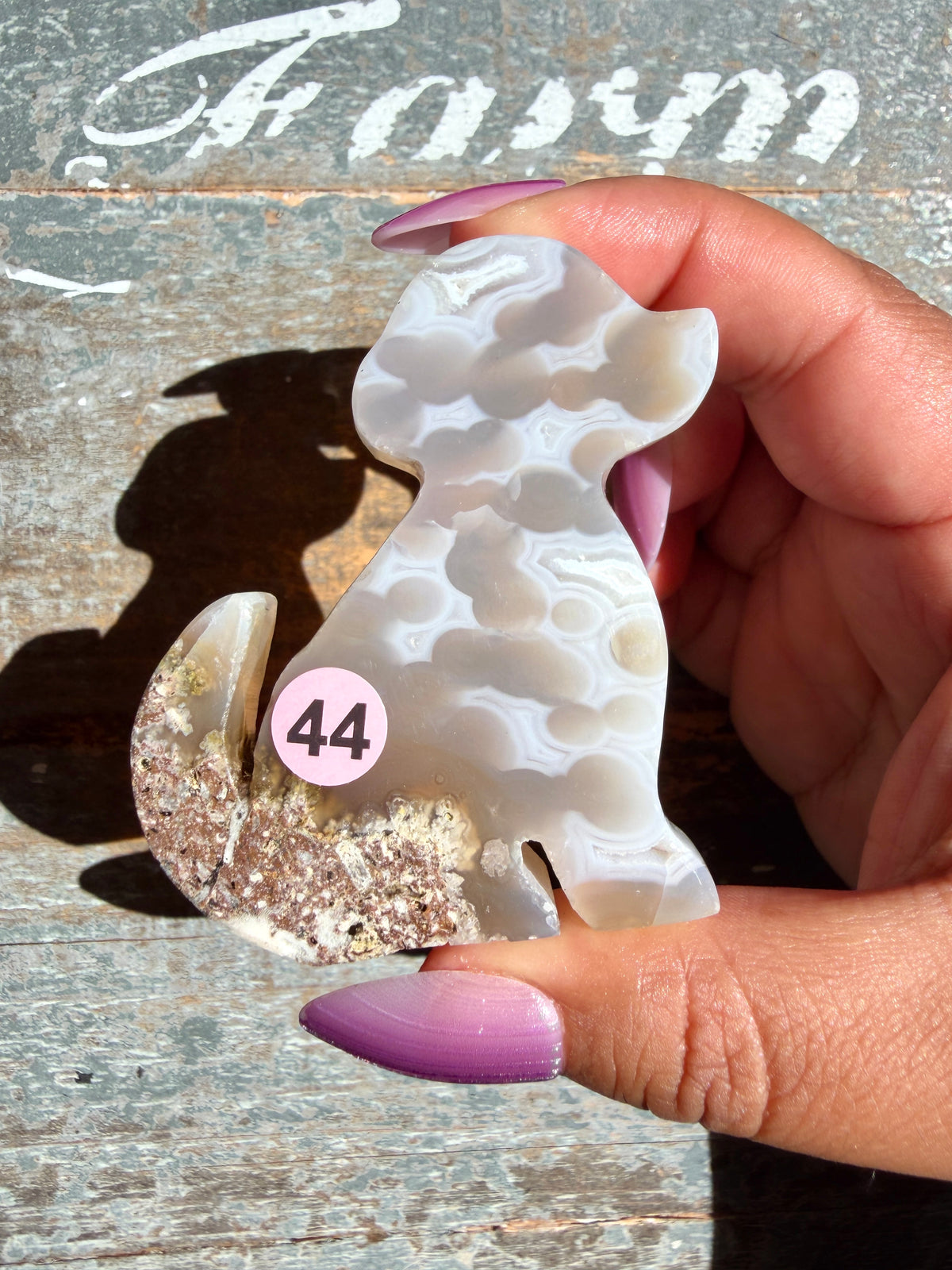 Gorgeous Indonesian Scenic Moss Agate DOG Carving | Opt 44