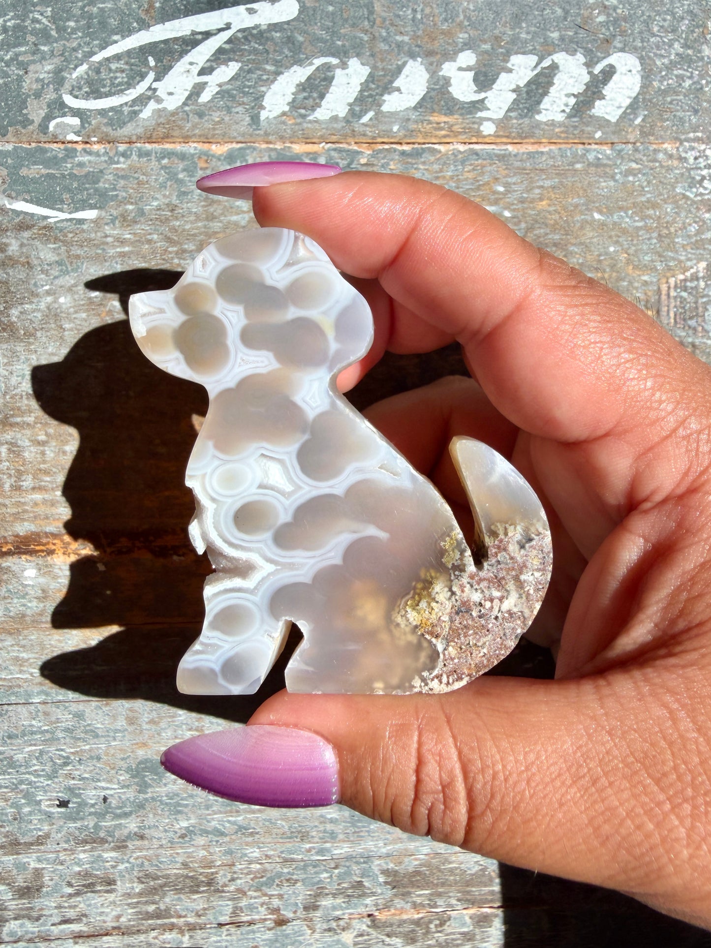 Gorgeous Indonesian Scenic Moss Agate DOG Carving | Opt 44