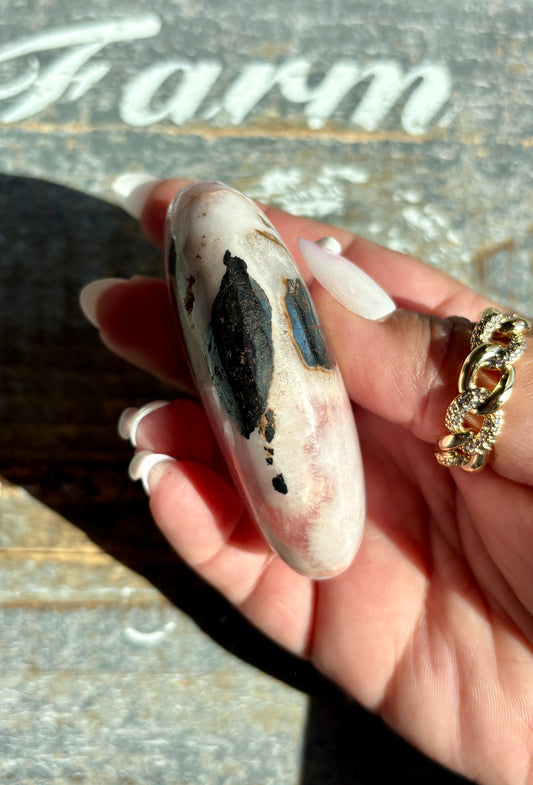 Gorgeous Pink Aragonite Palm Stone from Pakistan | Opt O