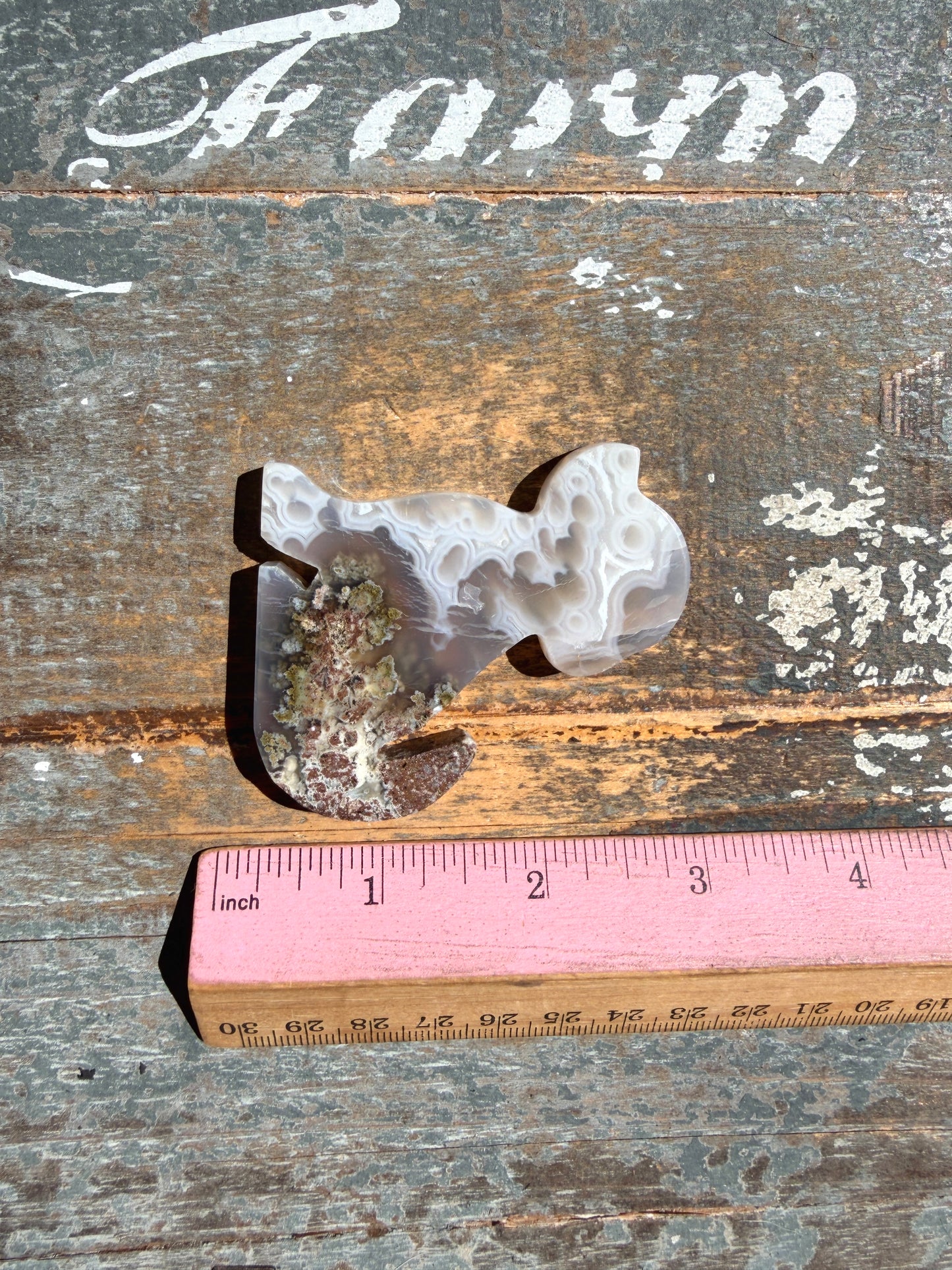 Gorgeous Indonesian Scenic Moss Agate DOG Carving | Opt 43