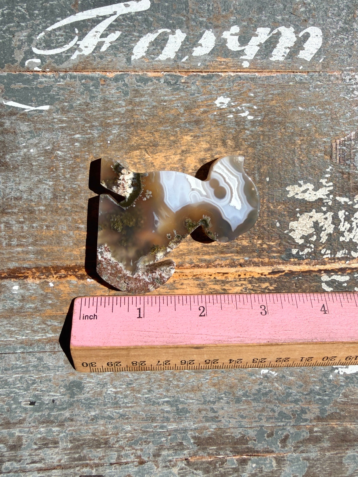 Gorgeous Indonesian Scenic Moss Agate DOG Carving | Opt 40