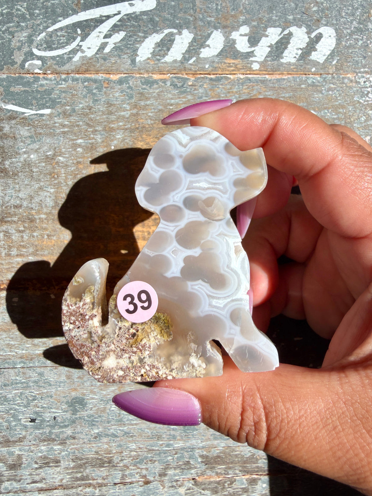 Gorgeous Indonesian Scenic Moss Agate DOG Carving | Opt 39