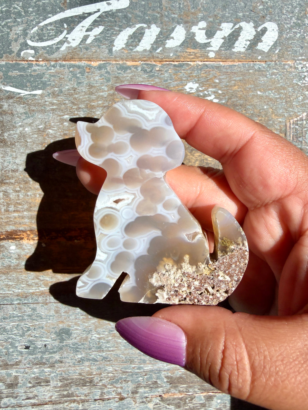 Gorgeous Indonesian Scenic Moss Agate DOG Carving | Opt 39