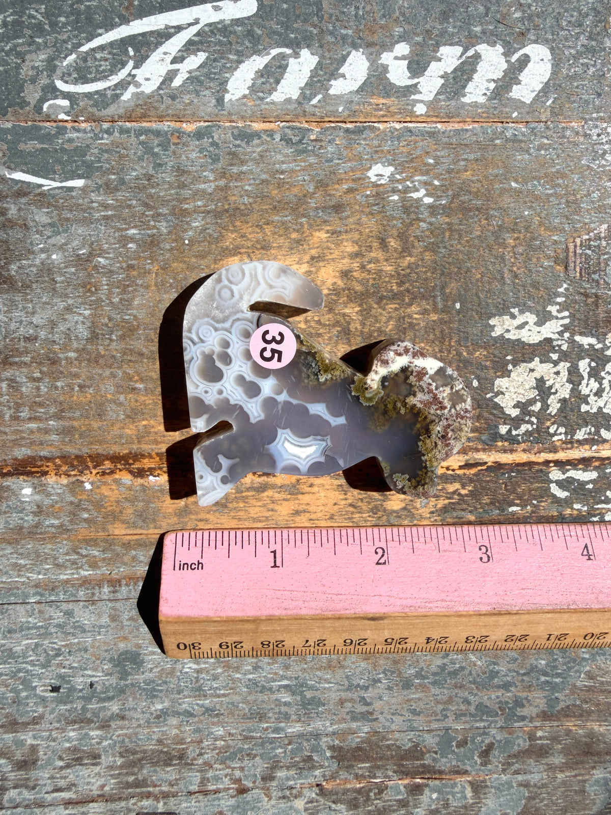 Gorgeous Indonesian Scenic Moss Agate DOG Carving | Opt 35