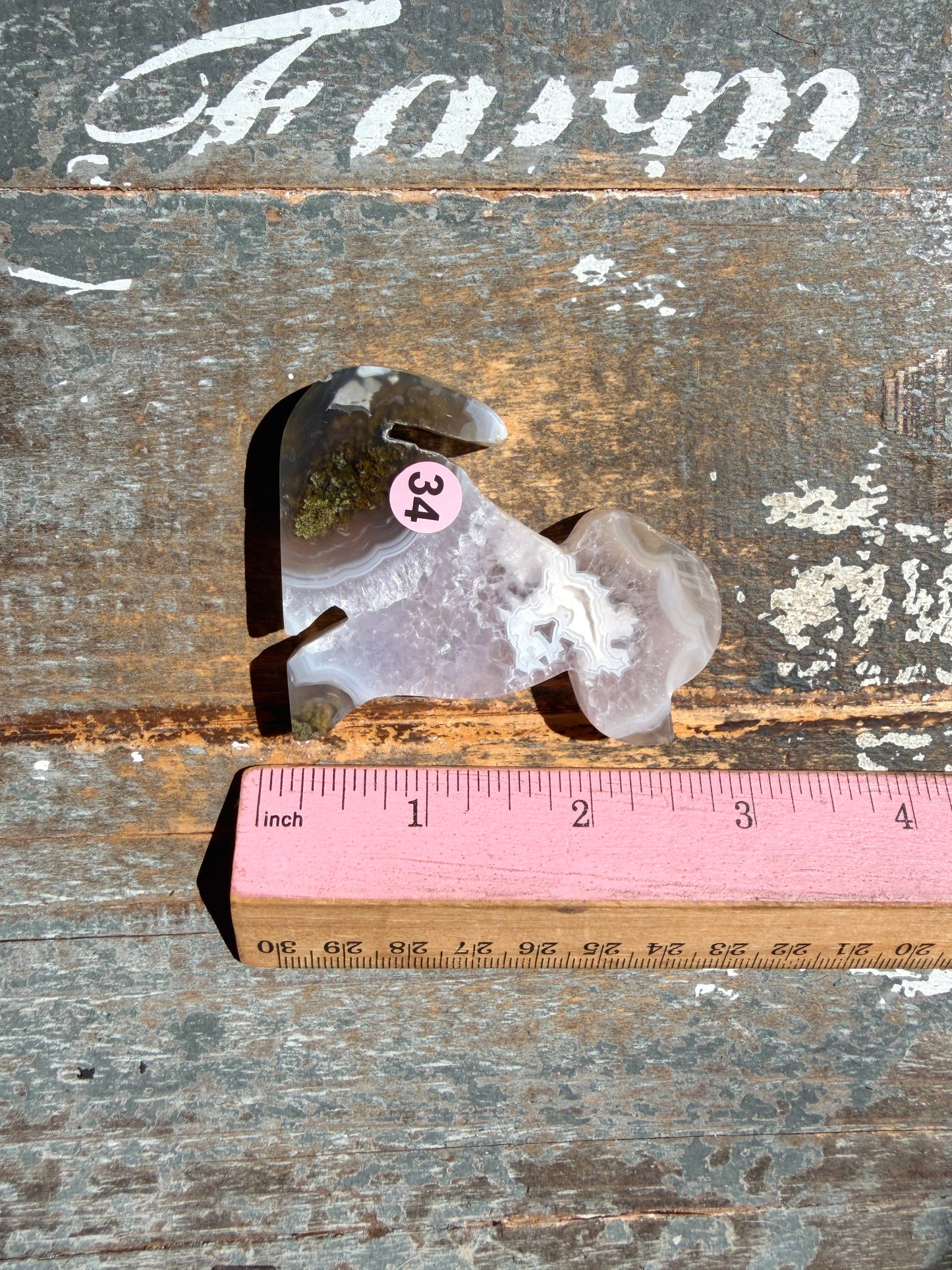 Gorgeous Indonesian Scenic Moss Agate DOG Carving | Opt 34