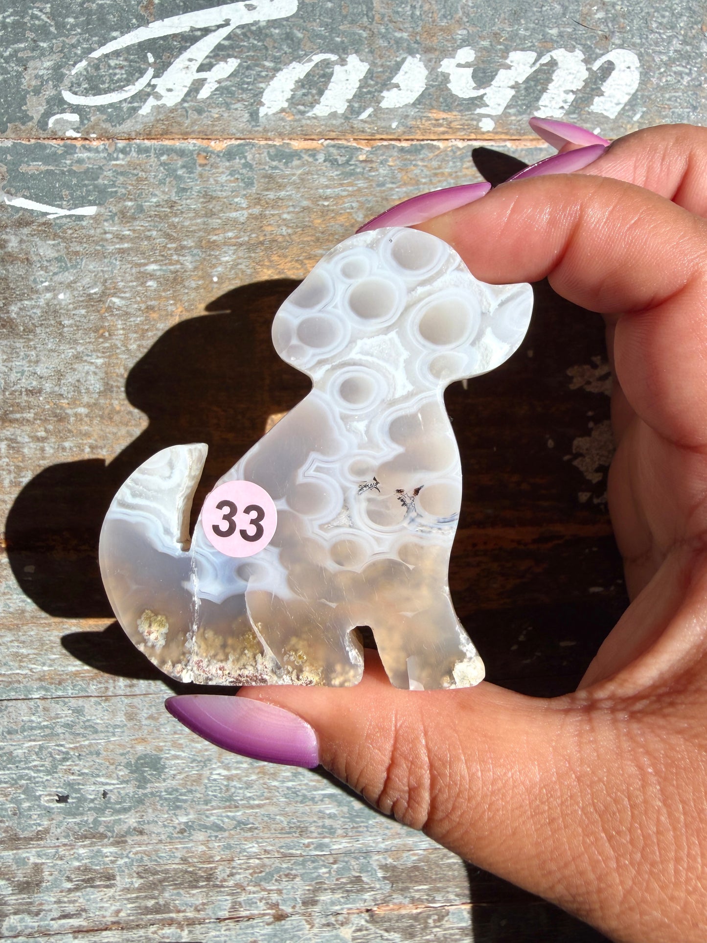 Gorgeous Indonesian Scenic Moss Agate DOG Carving | Opt 33