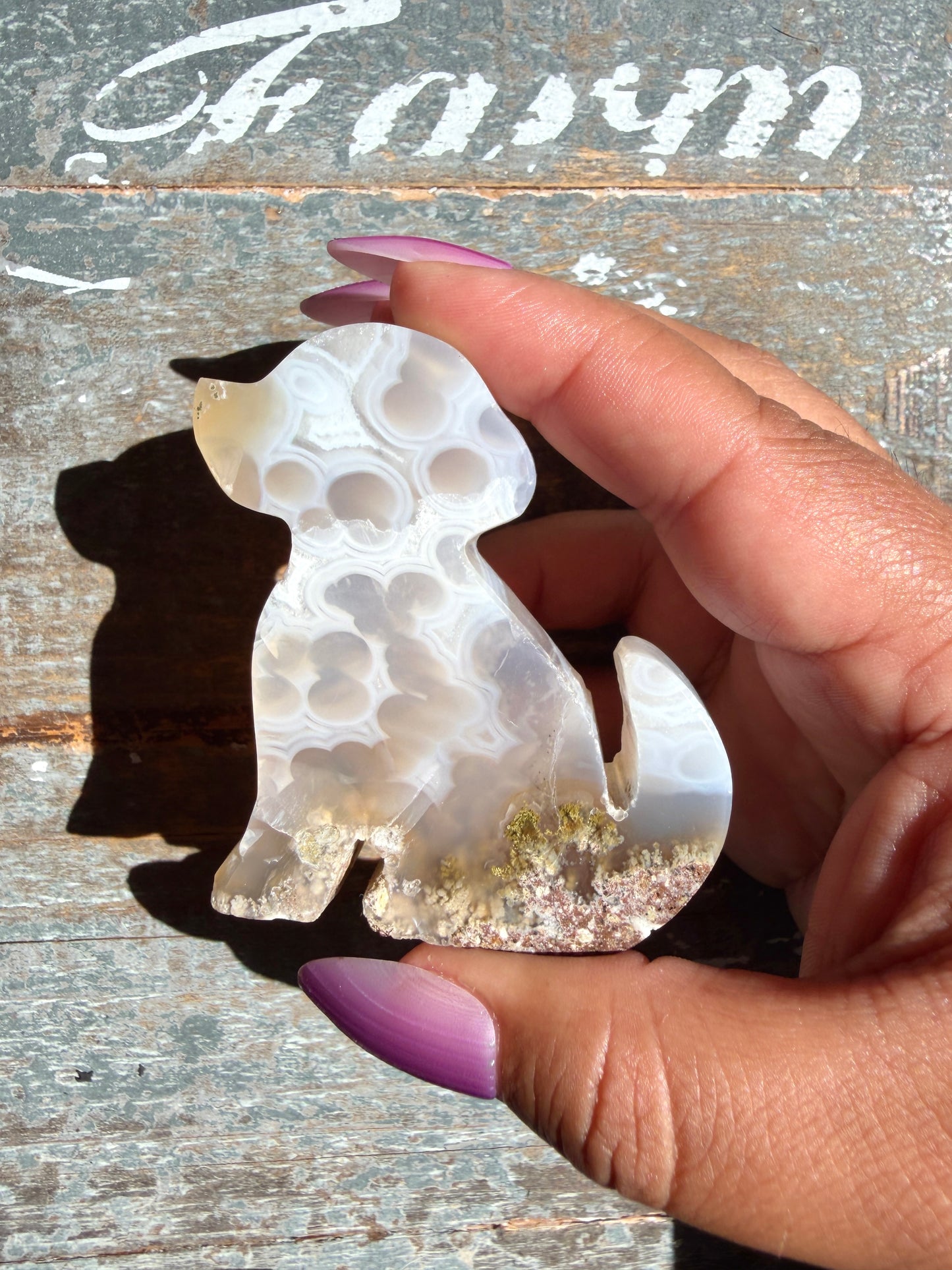 Gorgeous Indonesian Scenic Moss Agate DOG Carving | Opt 33