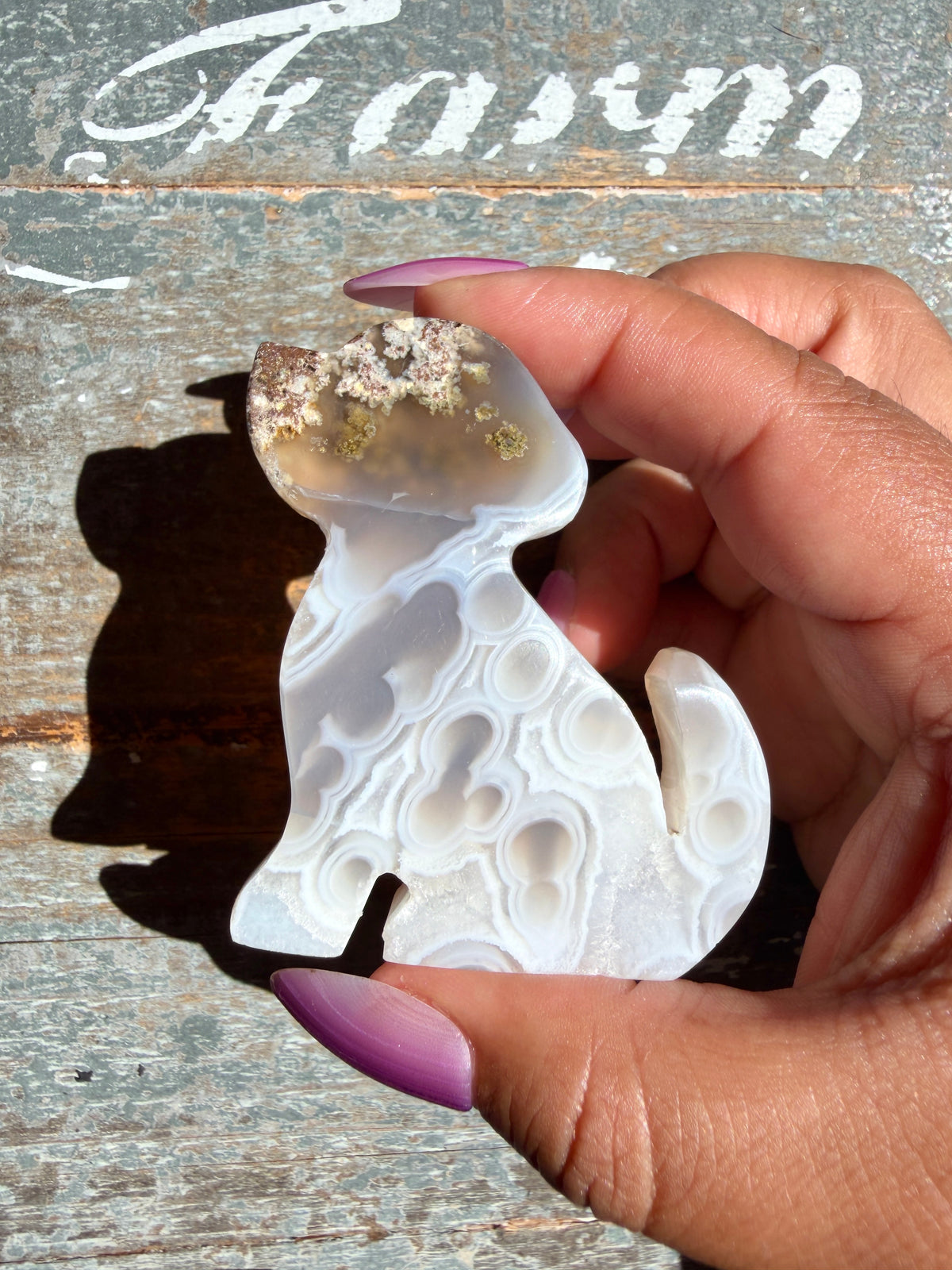 Gorgeous Indonesian Scenic Moss Agate DOG Carving | Opt 31