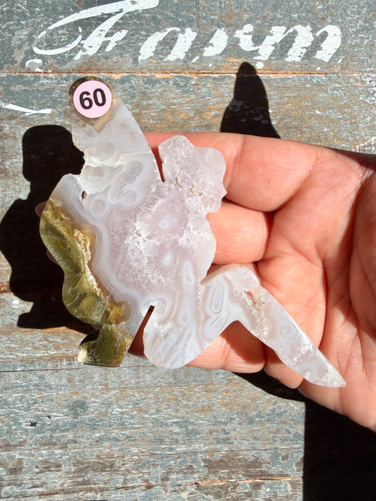 Gorgeous Indonesian Scenic Moss Agate FAIRY Carving | Opt 60