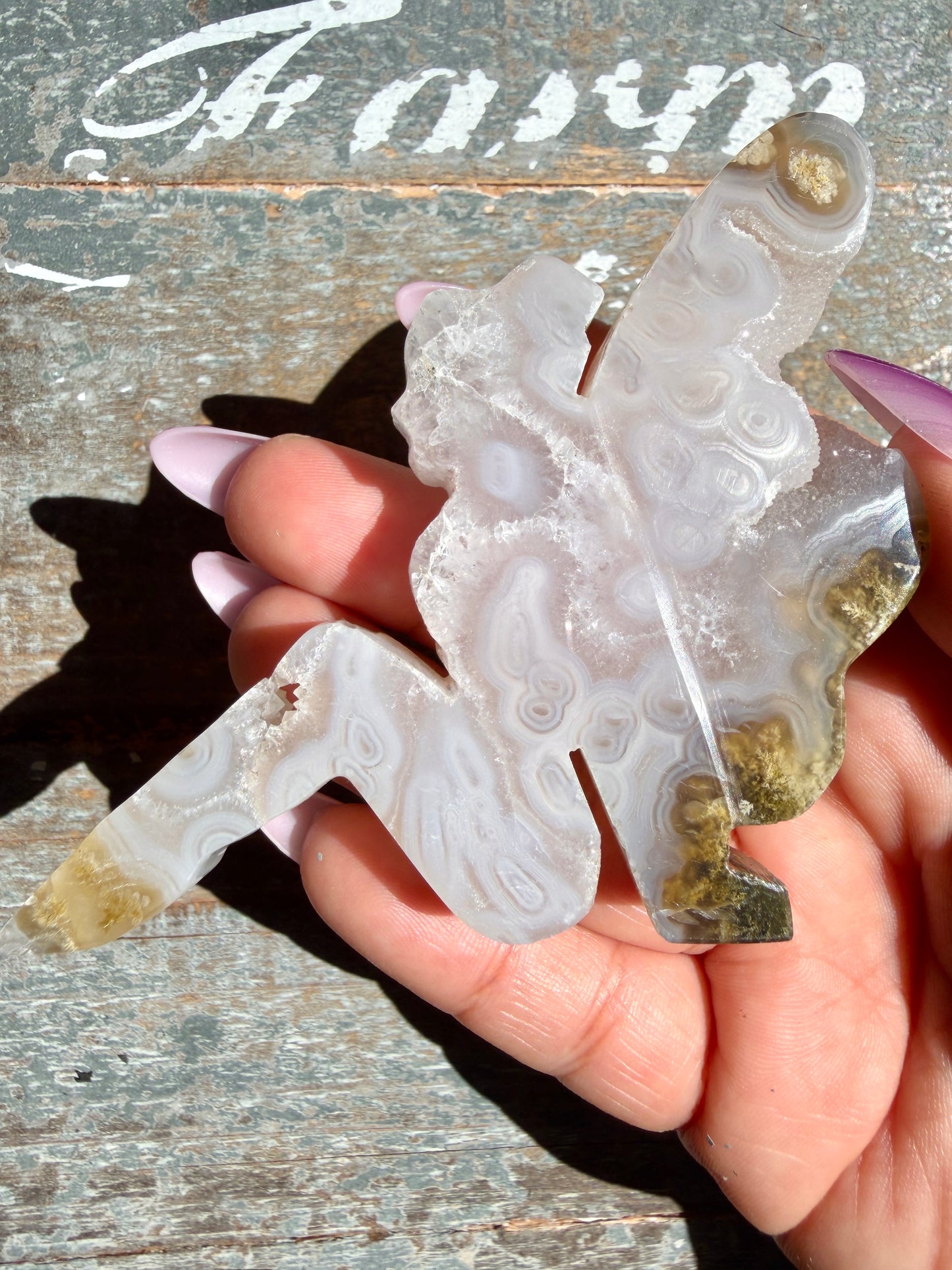 Gorgeous Indonesian Scenic Moss Agate FAIRY Carving | Opt 60