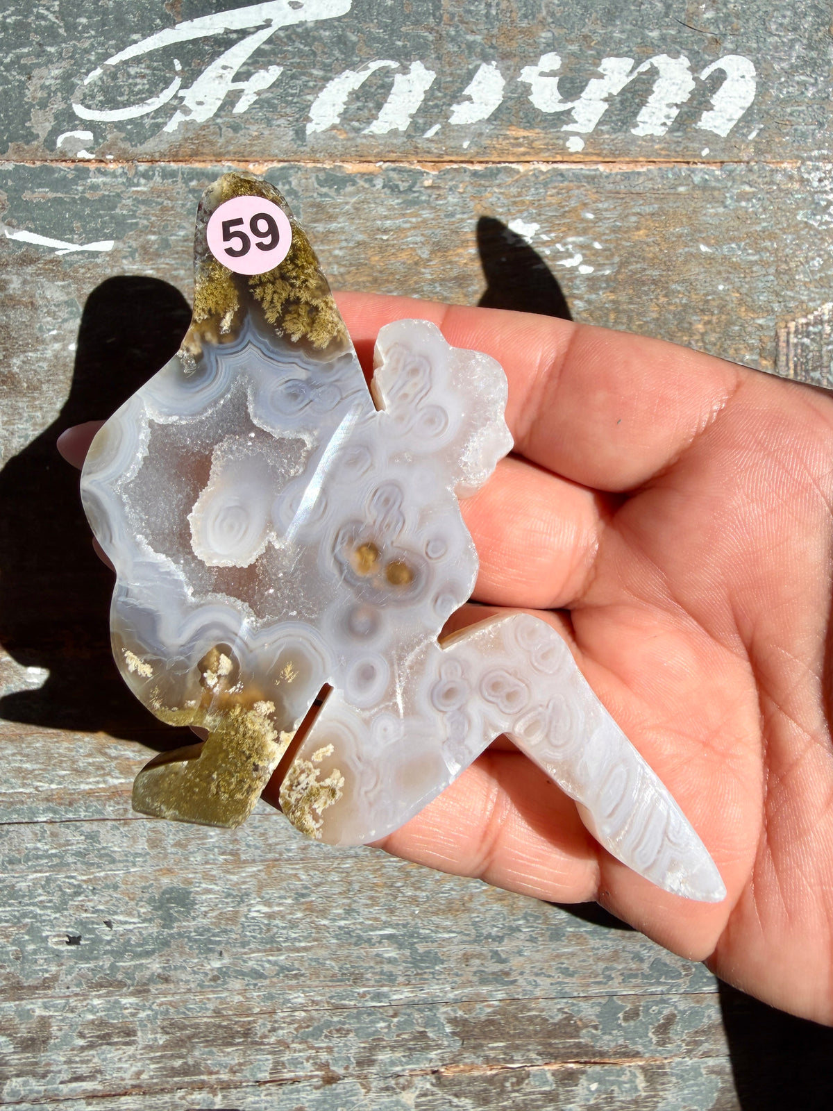 Gorgeous Indonesian Scenic Moss Agate FAIRY Carving | Opt 59
