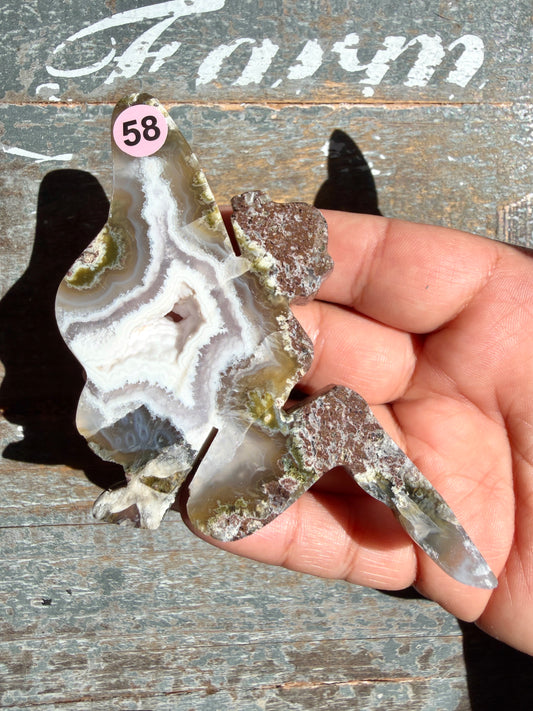 Gorgeous Indonesian Scenic Moss Agate FAIRY Carving | Opt 58