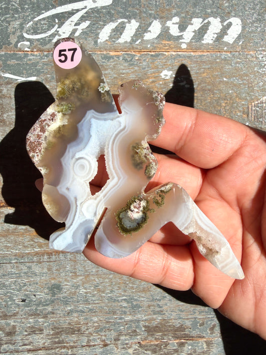 Gorgeous Indonesian Scenic Moss Agate FAIRY Carving | Opt 57