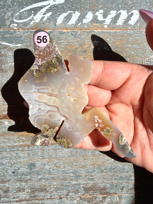 Gorgeous Indonesian Scenic Moss Agate FAIRY Carving | Opt 56