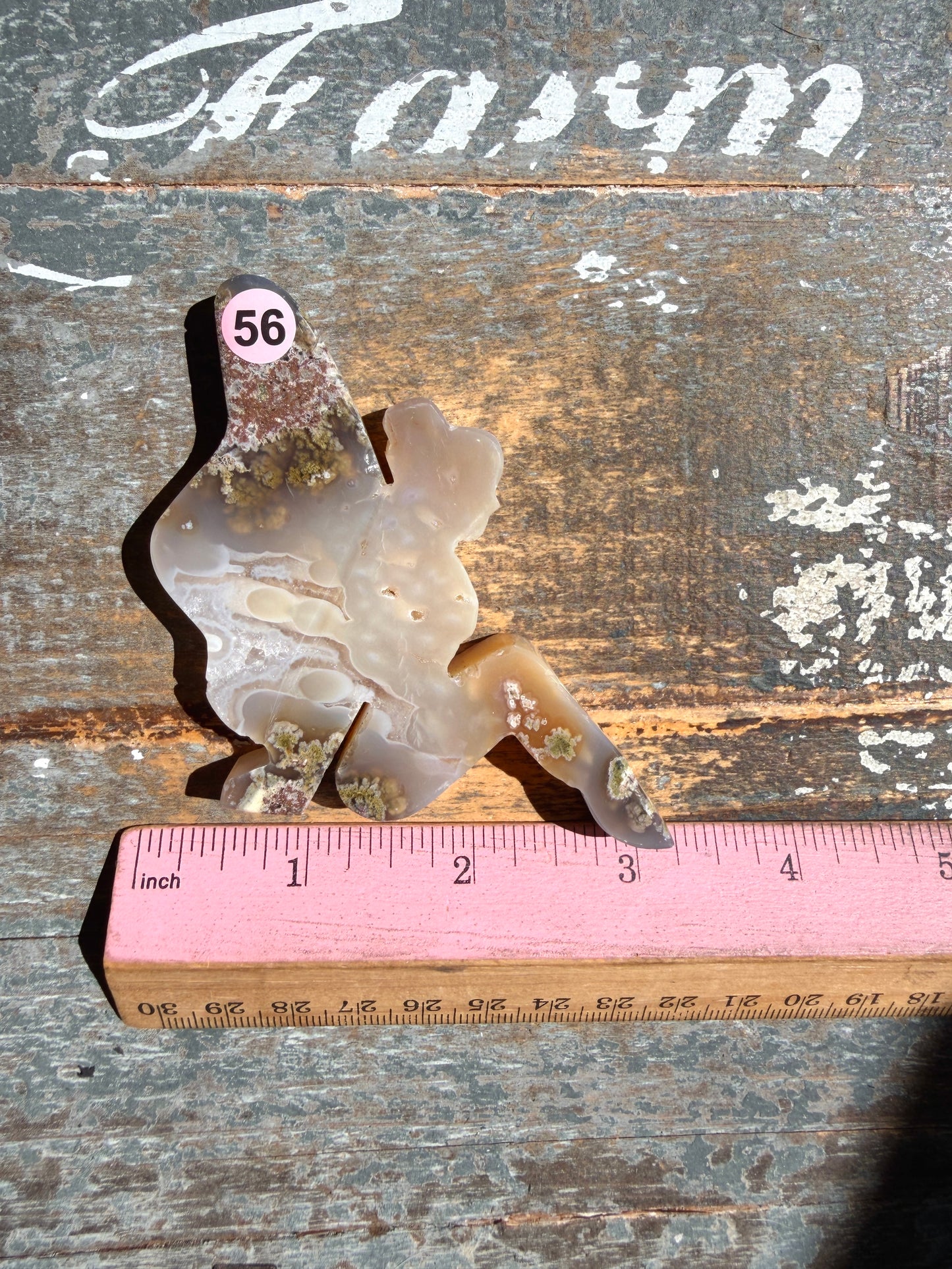 Gorgeous Indonesian Scenic Moss Agate FAIRY Carving | Opt 56