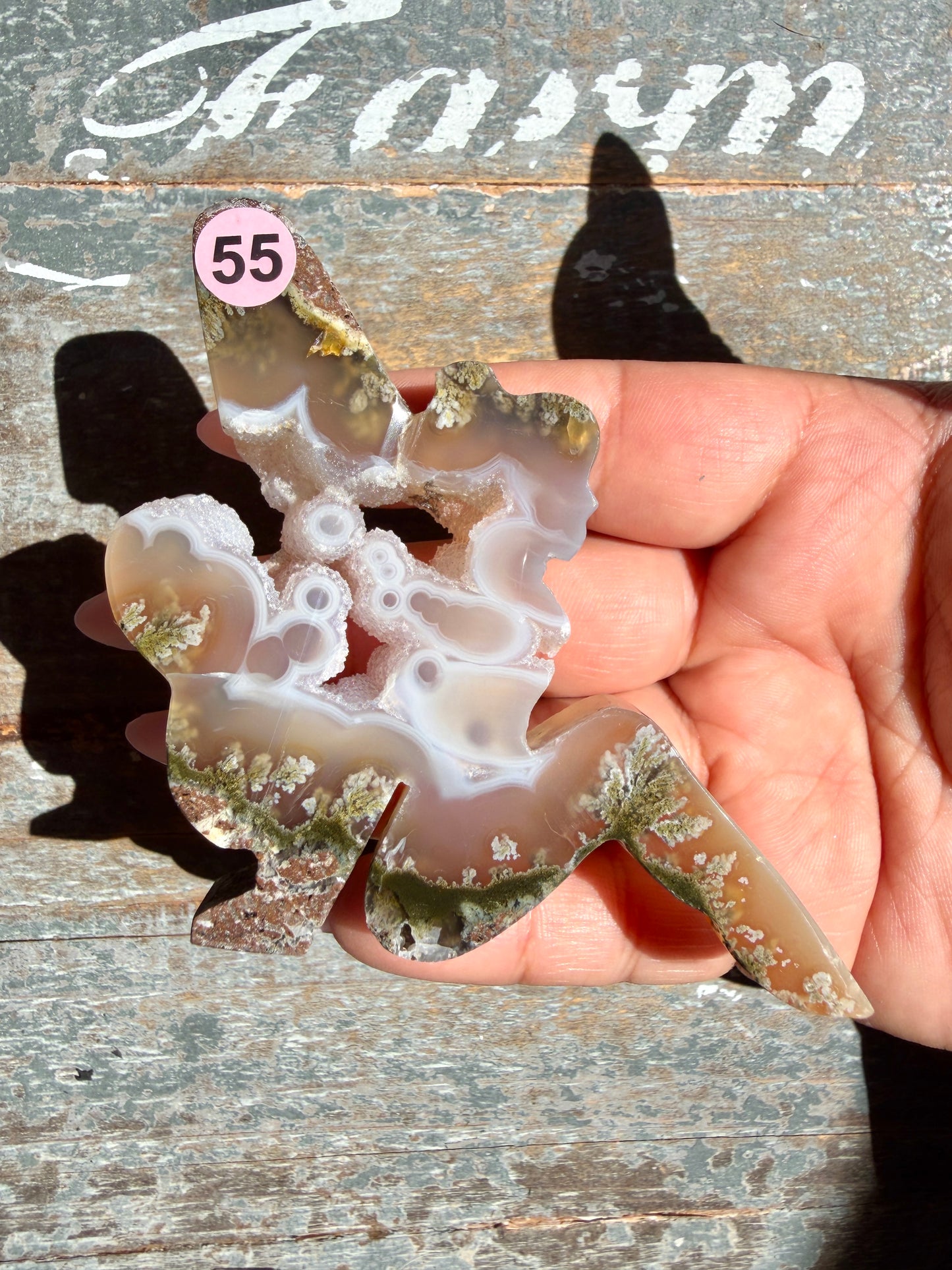 Gorgeous Indonesian Scenic Moss Agate FAIRY Carving | Opt 55