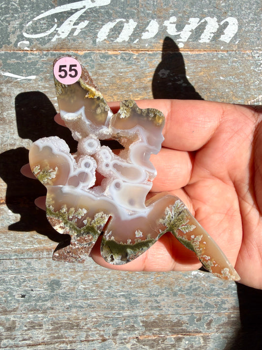 Gorgeous Indonesian Scenic Moss Agate FAIRY Carving | Opt 55