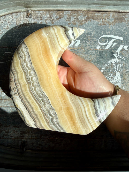 Gorgeous Bumblebee Calcite Half Moon (self standing) | Opt H