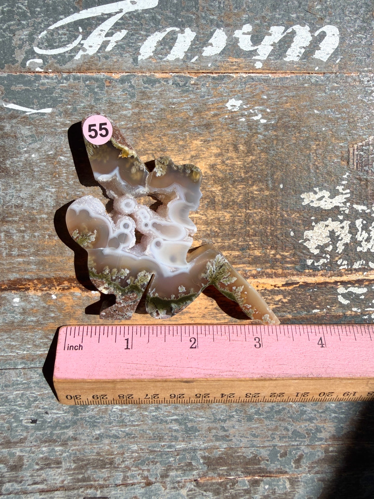 Gorgeous Indonesian Scenic Moss Agate FAIRY Carving | Opt 55