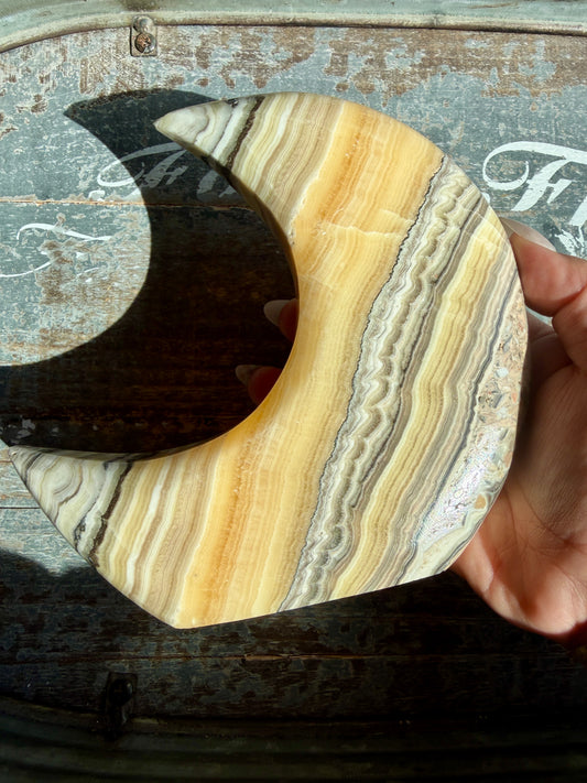 Gorgeous Bumblebee Calcite Half Moon (self standing) | Opt H