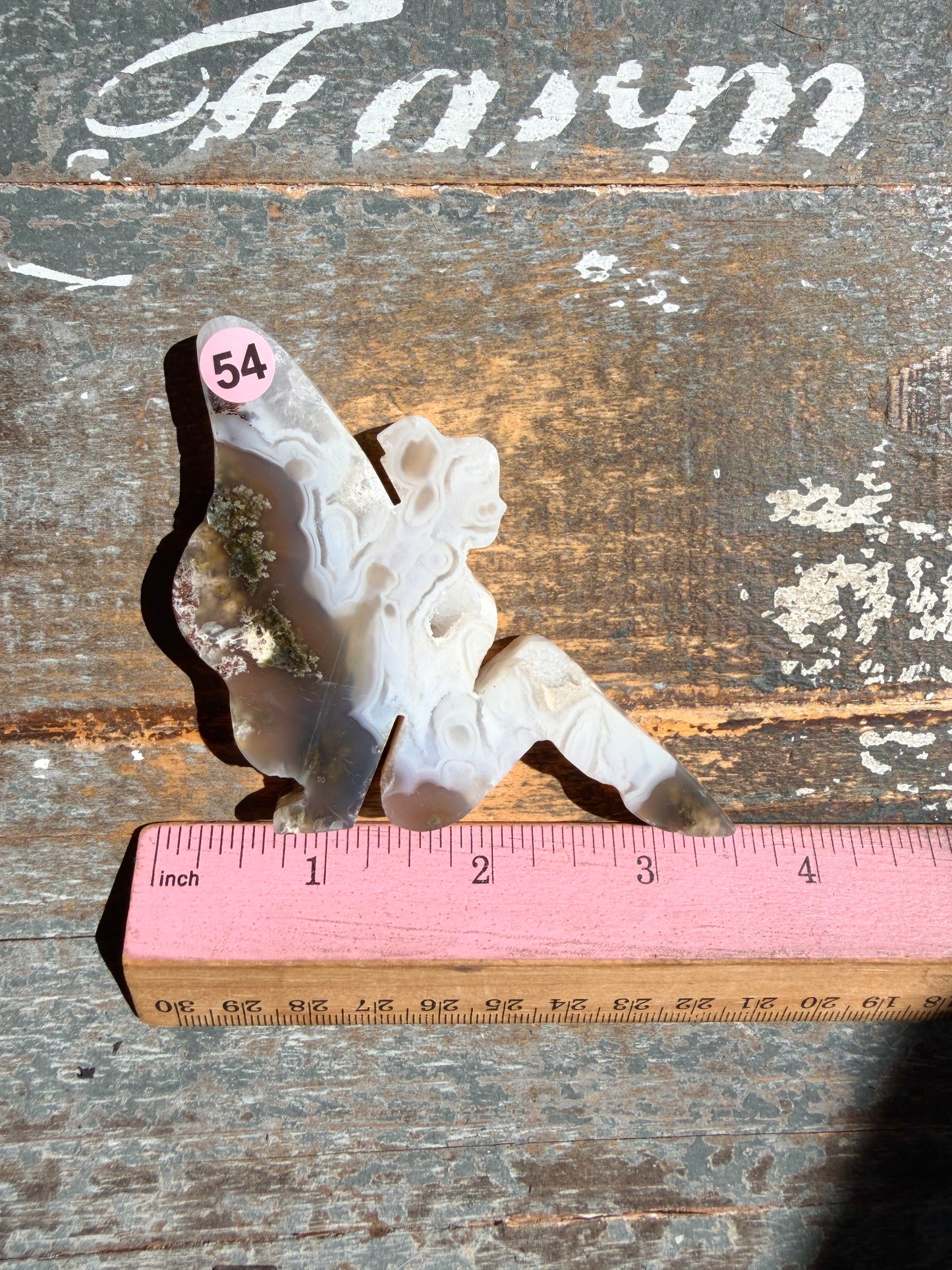 Gorgeous Indonesian Scenic Moss Agate FAIRY Carving | Opt 54