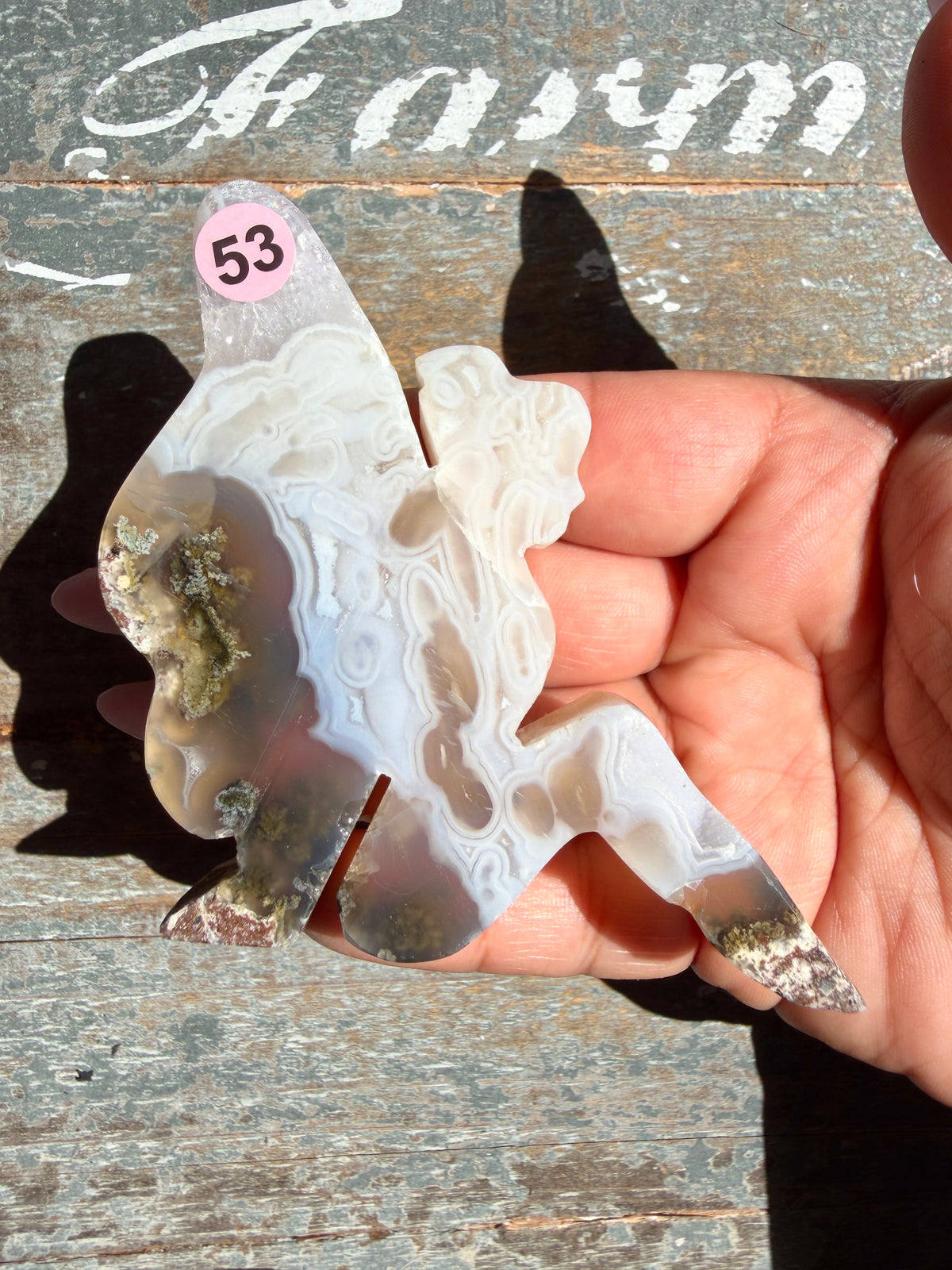 Gorgeous Indonesian Scenic Moss Agate FAIRY Carving | Opt 53