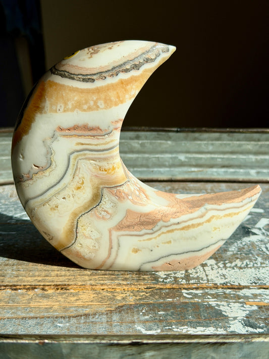 Gorgeous Bumblebee Calcite Half Moon (self standing) | Opt F