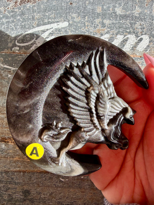 Gorgeous Silver Sheen Obsidian Unicorn | Opt A