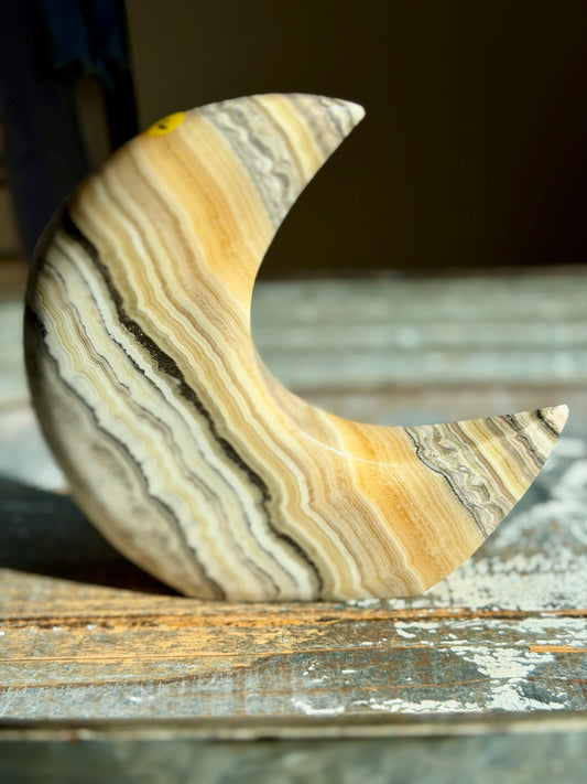 Gorgeous Bumblebee Calcite Half Moon (self standing) | Opt J