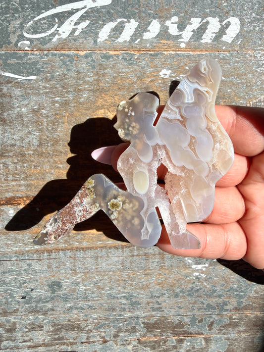 Gorgeous Indonesian Scenic Moss Agate FAIRY Carving | Opt 51