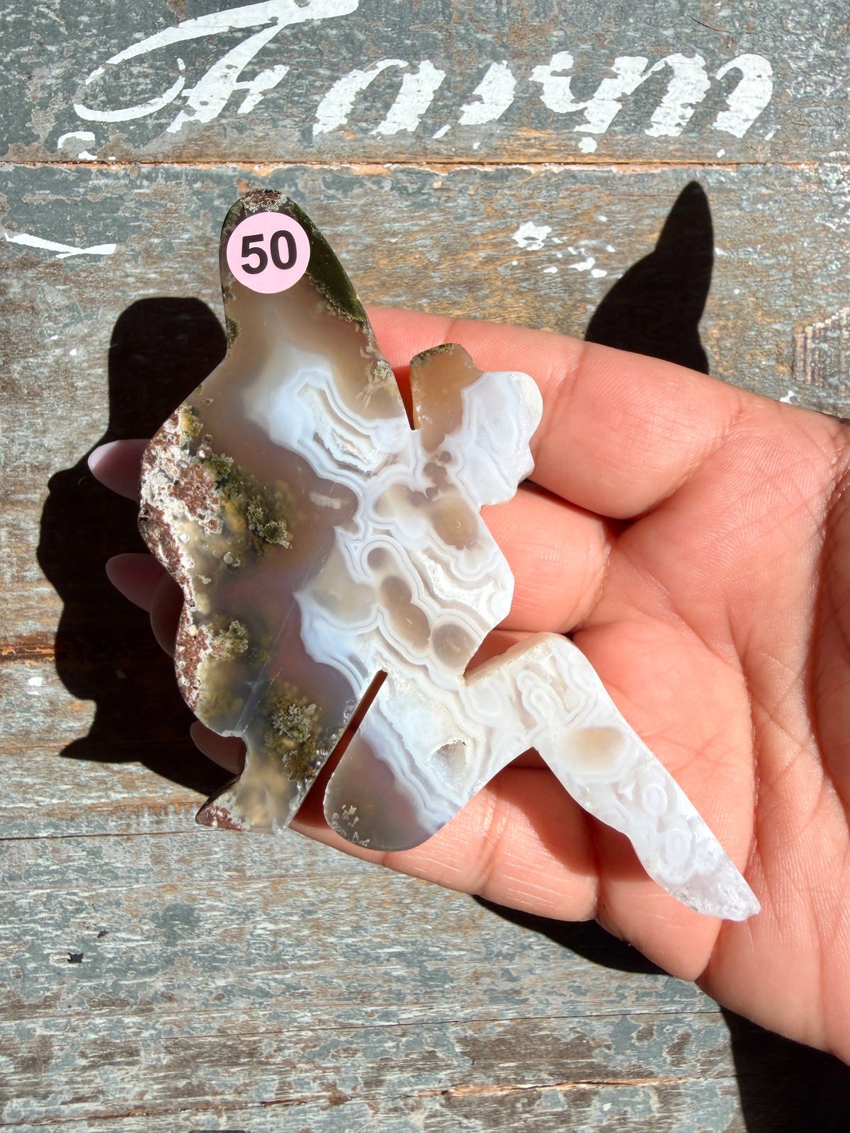 Gorgeous Indonesian Scenic Moss Agate FAIRY Carving | Opt 50