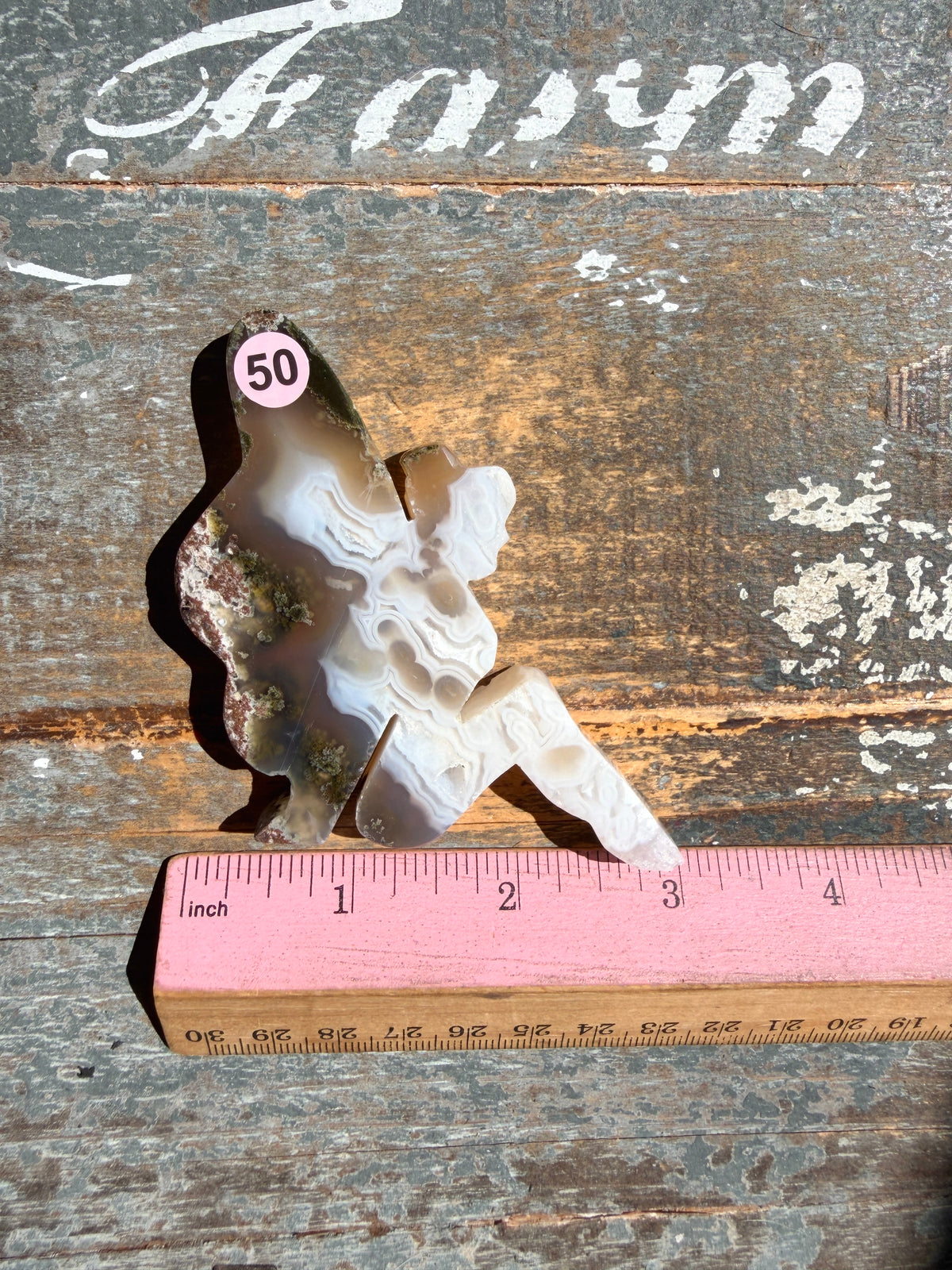 Gorgeous Indonesian Scenic Moss Agate FAIRY Carving | Opt 50