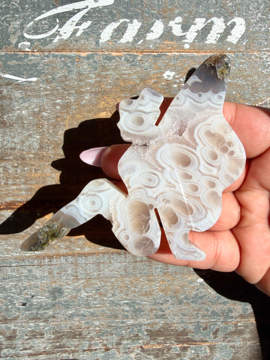 Gorgeous Indonesian Scenic Moss Agate FAIRY Carving | Opt 49