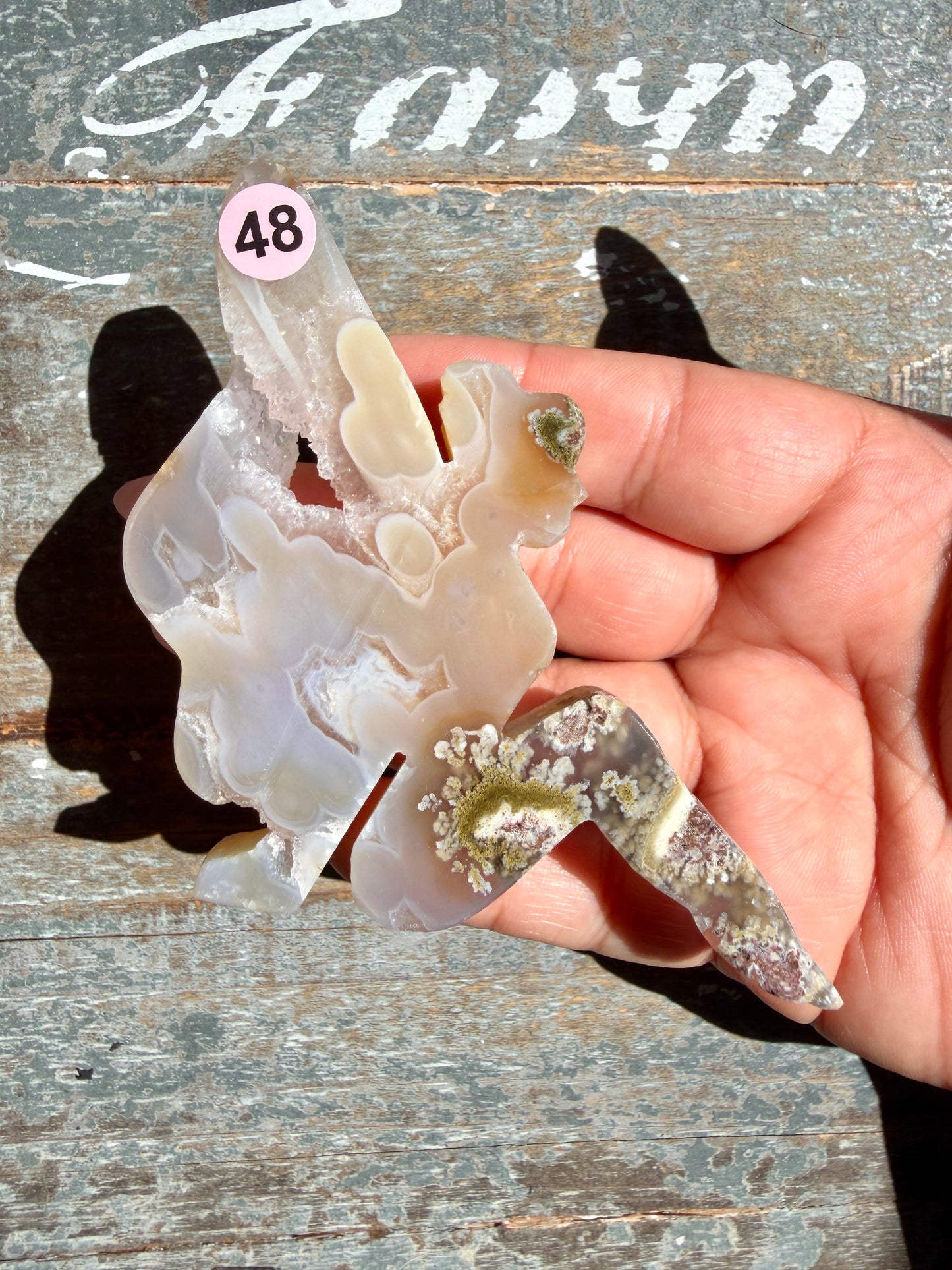 Gorgeous Indonesian Scenic Moss Agate FAIRY Carving | Opt 48