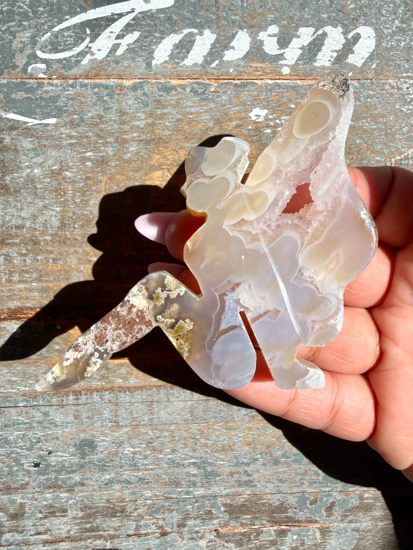 Gorgeous Indonesian Scenic Moss Agate FAIRY Carving | Opt 48