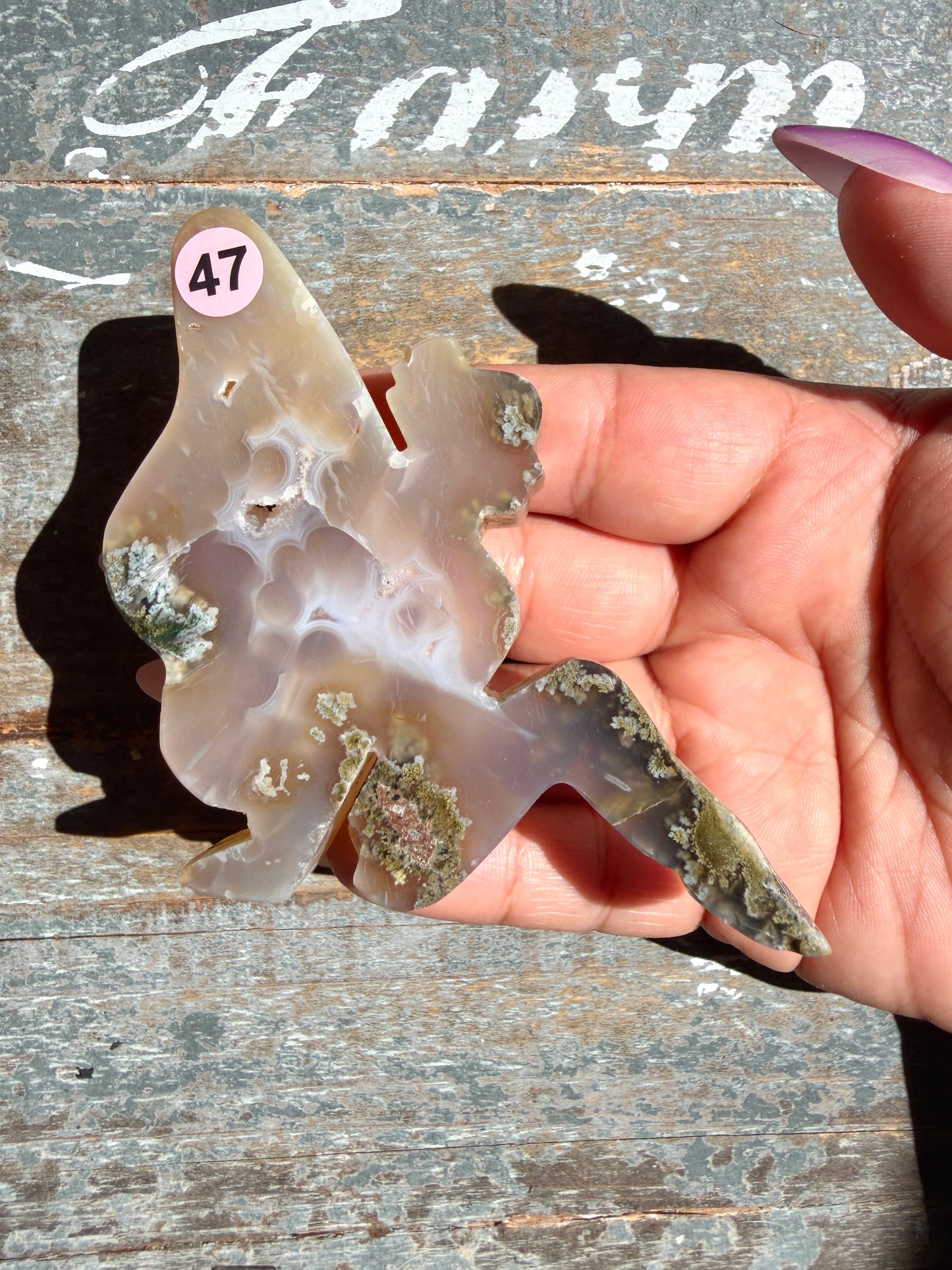 Gorgeous Indonesian Scenic Moss Agate FAIRY Carving | Opt 47