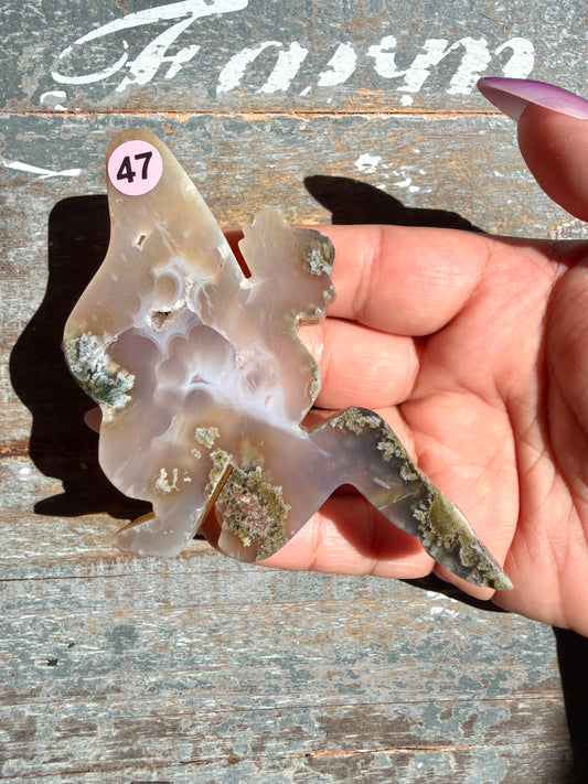 Gorgeous Indonesian Scenic Moss Agate FAIRY Carving | Opt 47