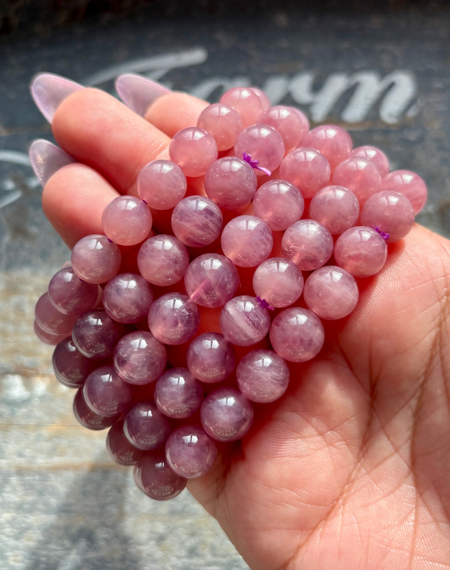 One (1) Gorgeous High Grade Purple Rose Quartz Bracelet from Brazil | 9mm