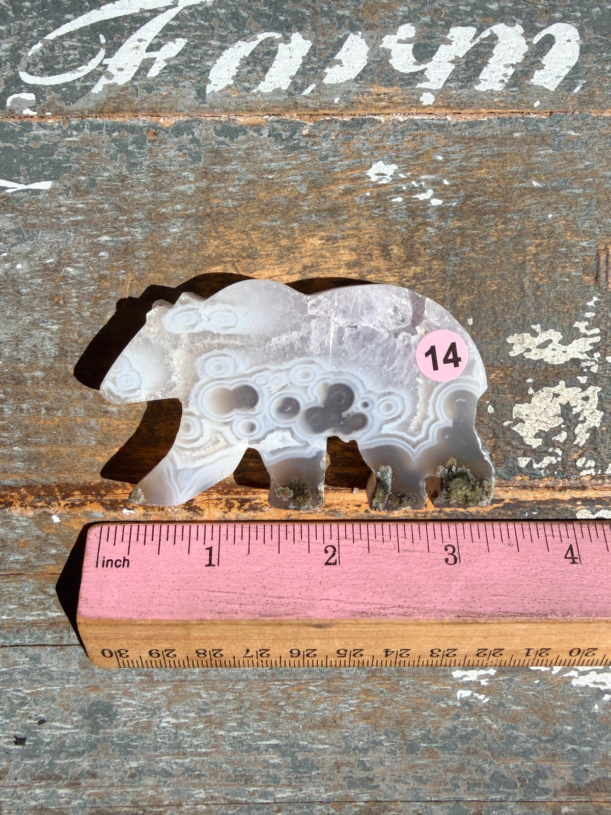 Gorgeous Indonesian Scenic Moss Agate BEAR Carving | Opt 14
