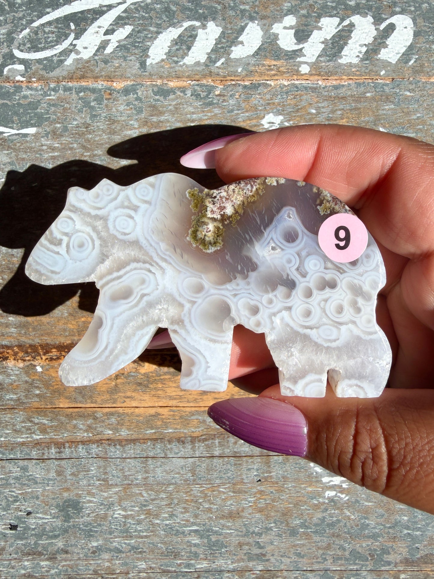 Gorgeous Indonesian Scenic Moss Agate BEAR Carving | Opt 9