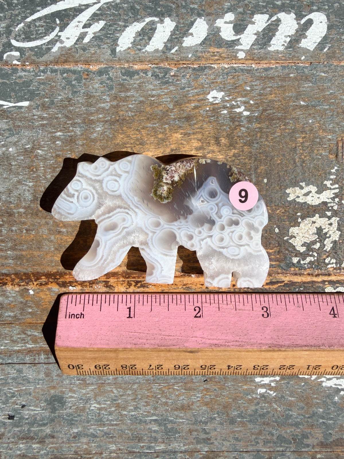 Gorgeous Indonesian Scenic Moss Agate BEAR Carving | Opt 9